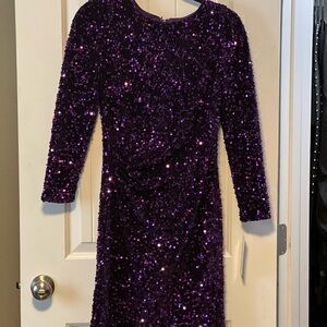 Nanette Lepore Sparkling Purple Long Sleeve Dress